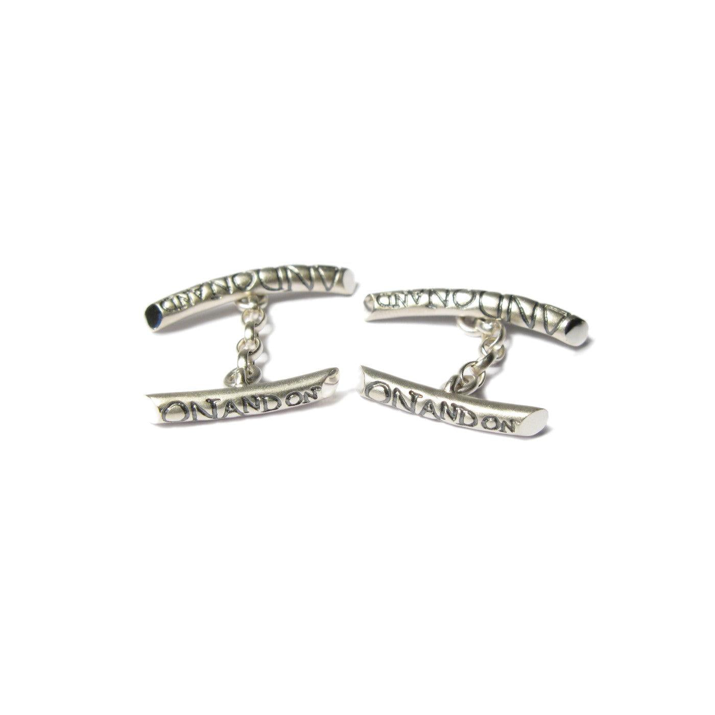 Diana Porter Jewellery etched on and on silver cufflinks