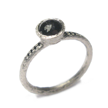 Diana Porter Jewellery contemporary black rose cut diamond platinum engagement ring