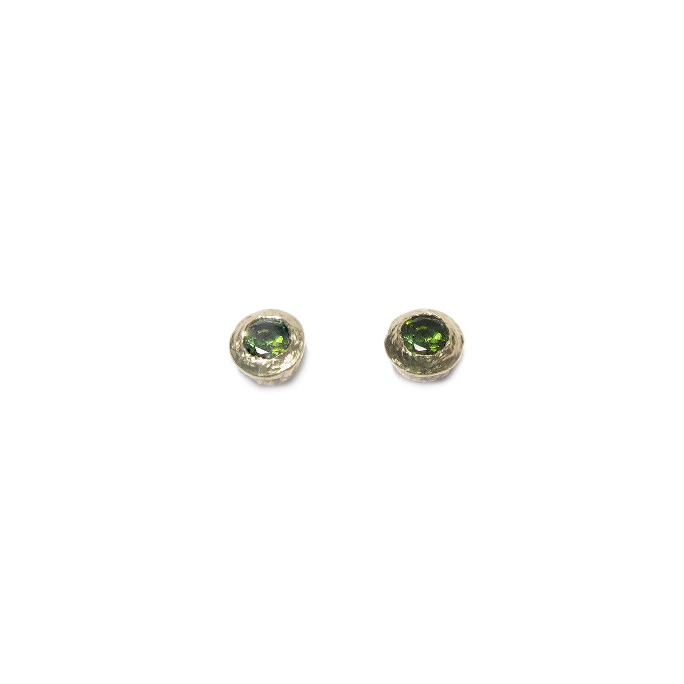 Diana Porter Jewellery contemporary green tourmaline yellow gold earring studs