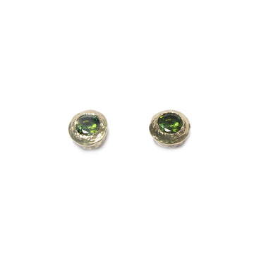 Diana Porter Jewellery contemporary green tourmaline yellow gold earring studs