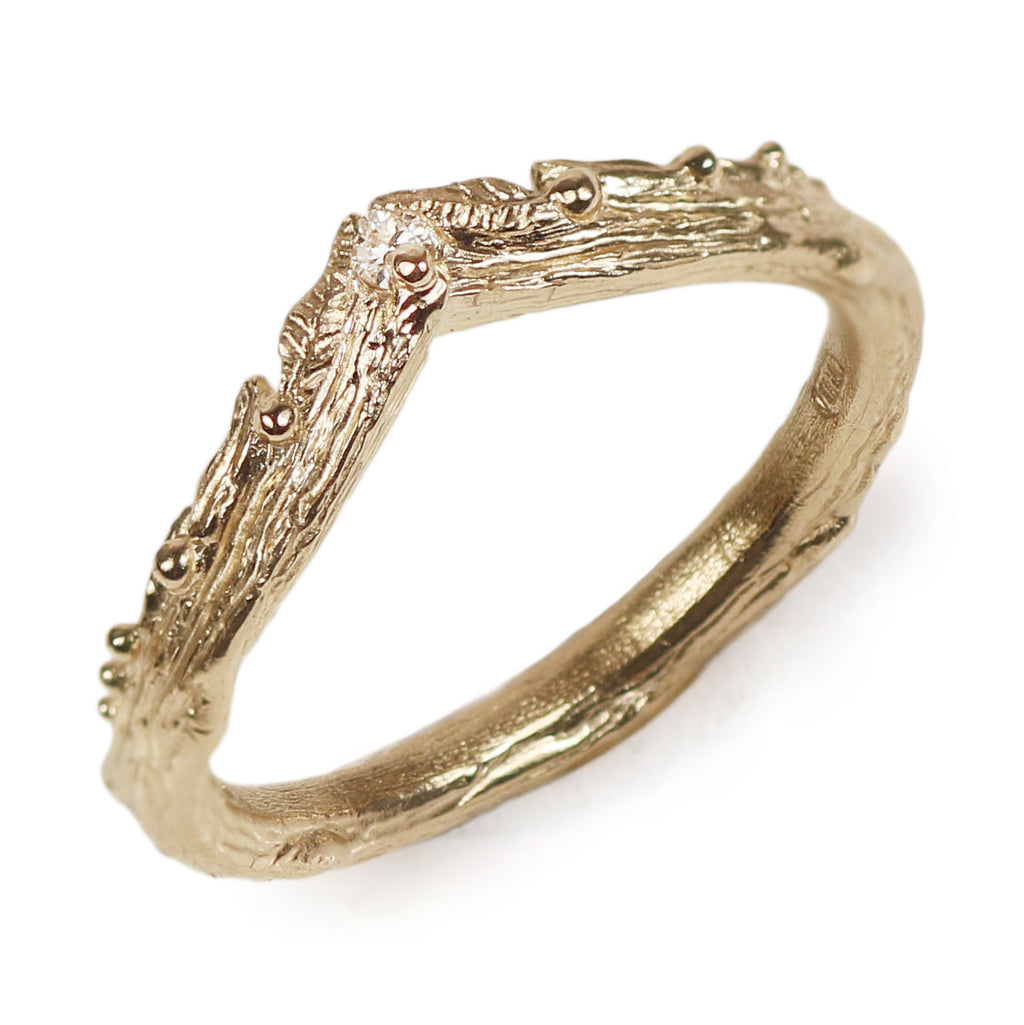 Charlotte Rowenna Woodland Wishbone Yellow Gold Diamond Ring