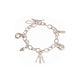 Fine Link Textured Charm Bracelet With Five Charms