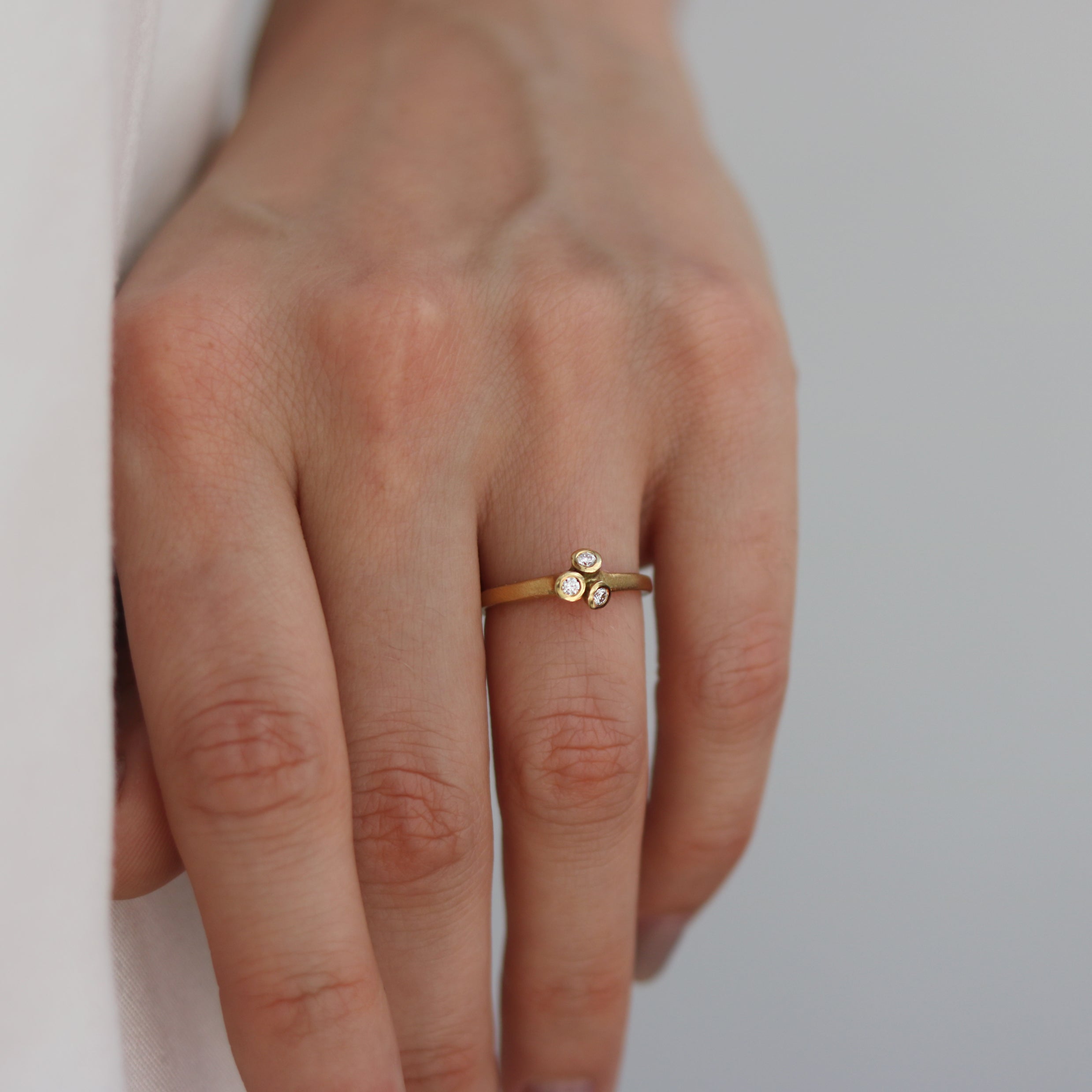 18ct Fairtrade Yellow Gold Multi Set Ring with Three Brilliant Cut Diamonds