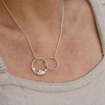 Small Silver 'Emerge' Double Hoop Necklace