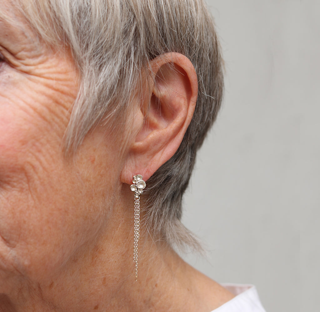 Silver 'Emerge' Earrings with Chain