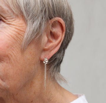 Silver 'Emerge' Earrings with Chain