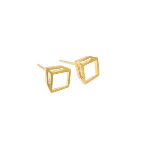 Shimell & Madden Gold Plated Cuboid Studs