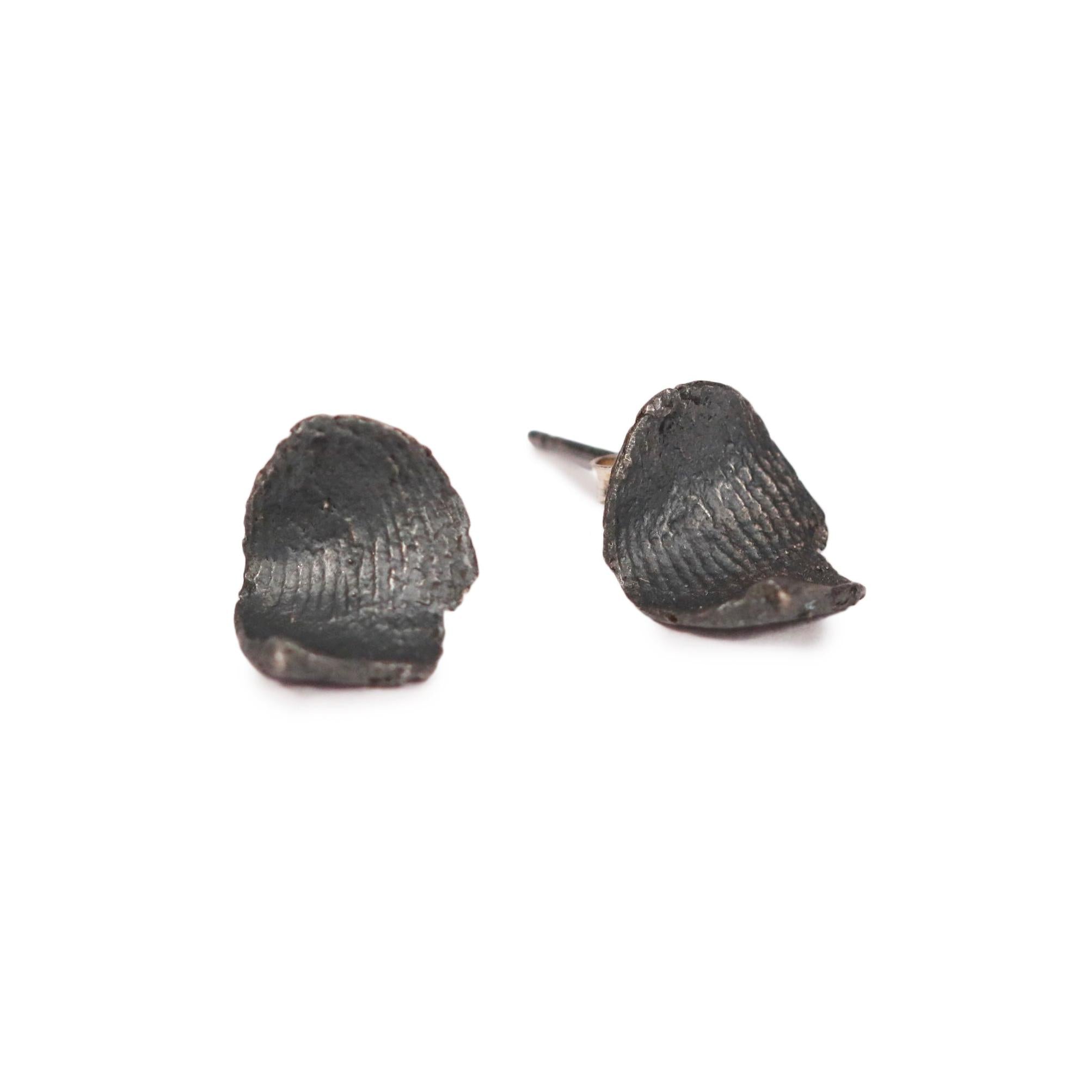 Heeseung Koh Oxidised silver Fingerprint Earrings