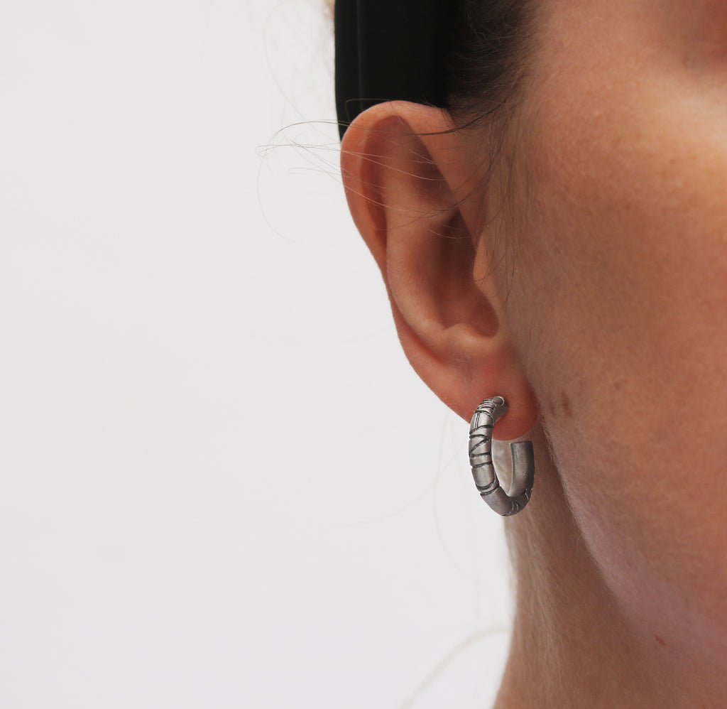 Large Rounded Silver 'ON AND ON' Hoop Earrings