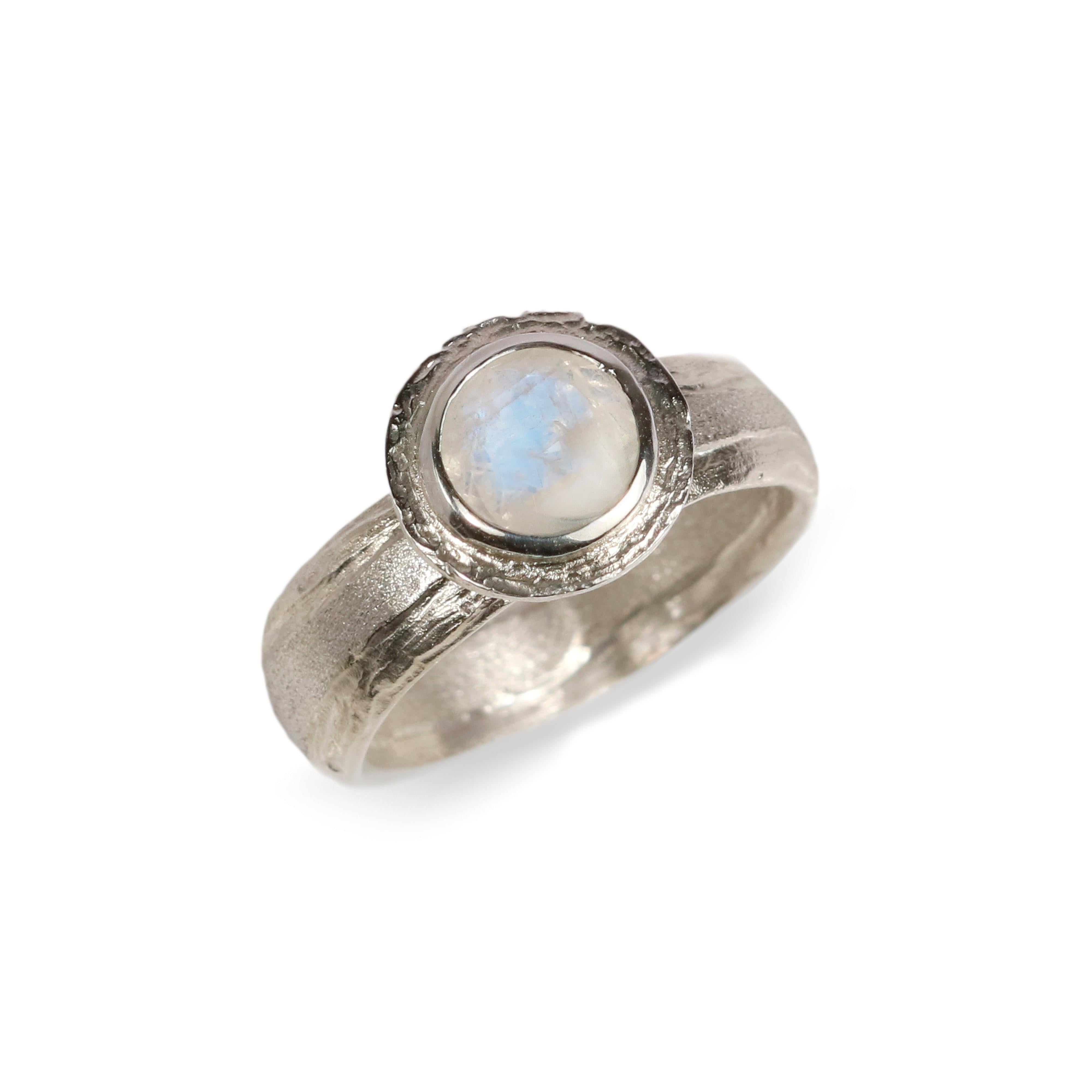 Bespoke - White Gold Ring with Opal