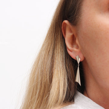 Alice Barnes Pleated Drop Earrings Silver