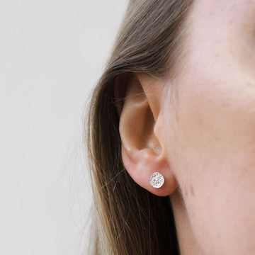 Momocreatura Mini Moon Disc Stud Earrings Silver