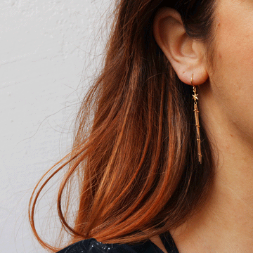 Momocreatura Micro Shooting Star Drop Earrings Gold Plate