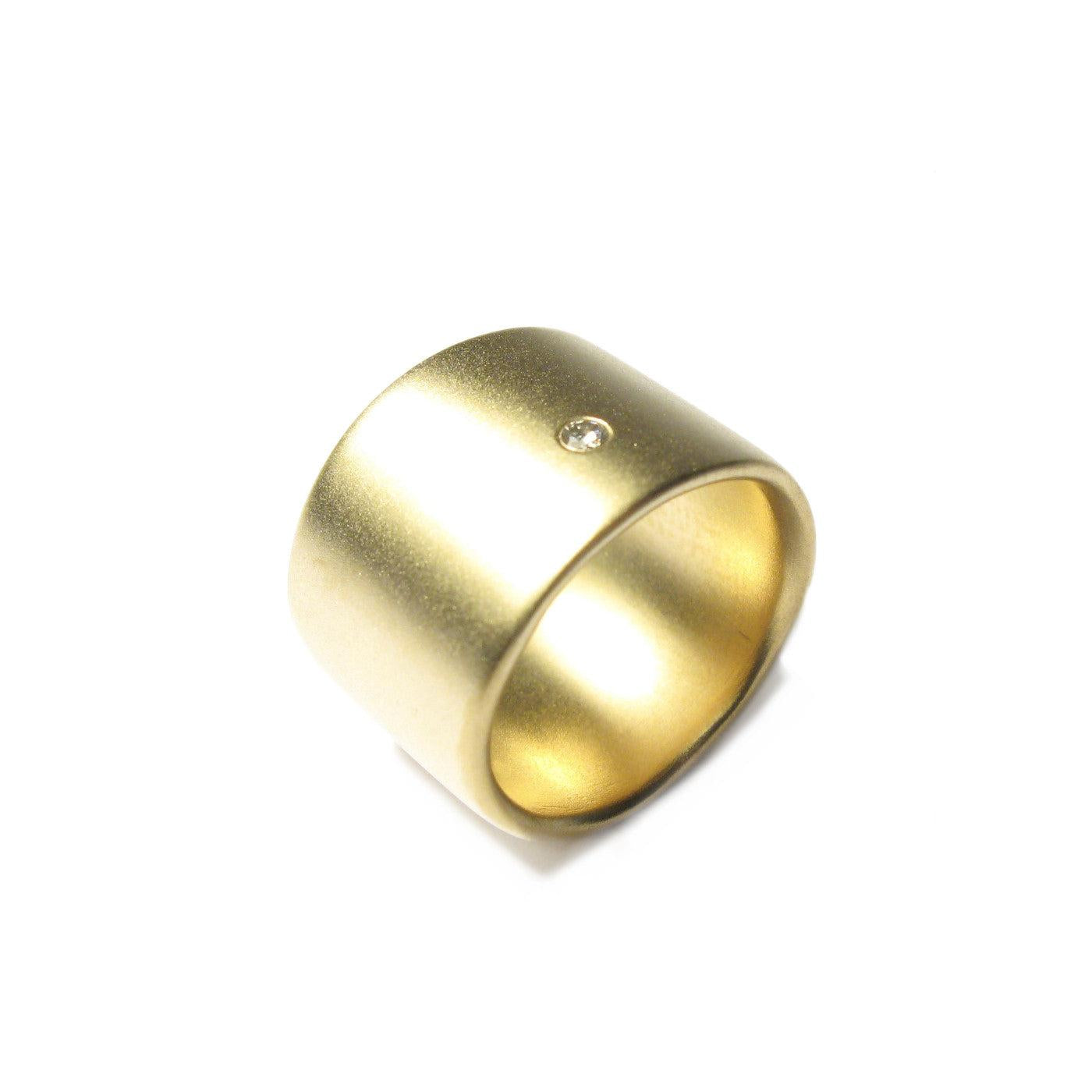 Diana Porter Jewellery contemporary yellow gold diamond wide wedding ring