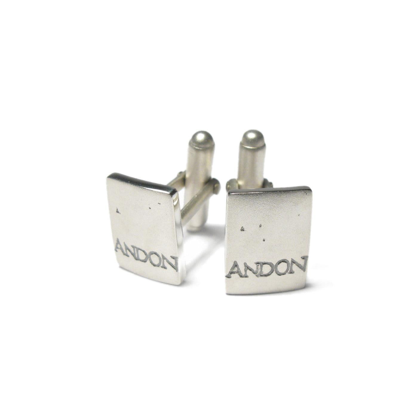 Diana Porter Jewellery contemporary etched silver cufflinks