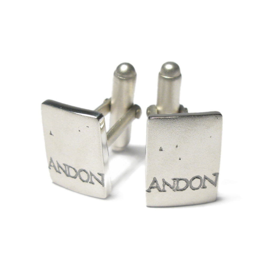 Diana Porter Jewellery contemporary etched silver cufflinks