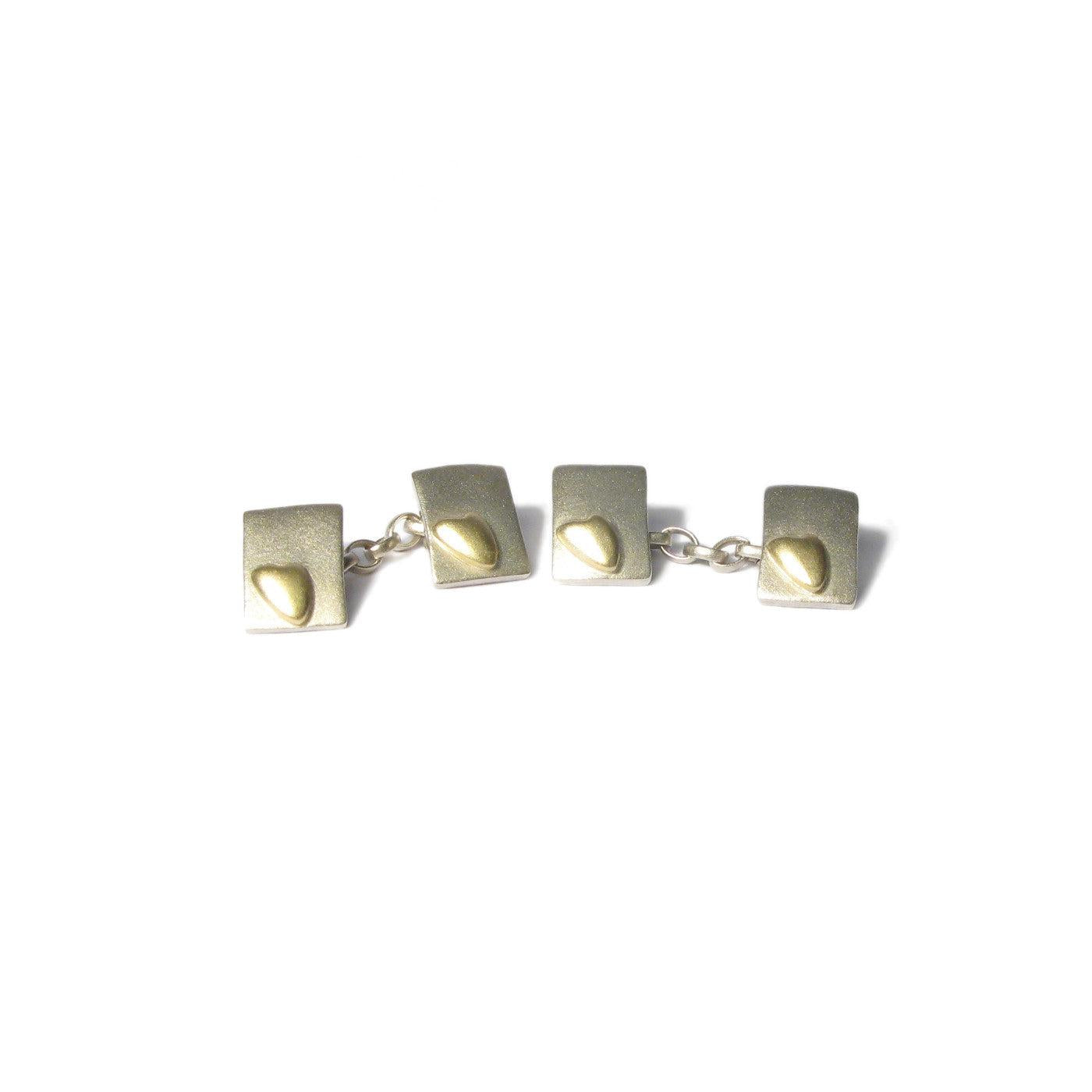 Diana Porter Jewellery silver and gold heart cufflinks