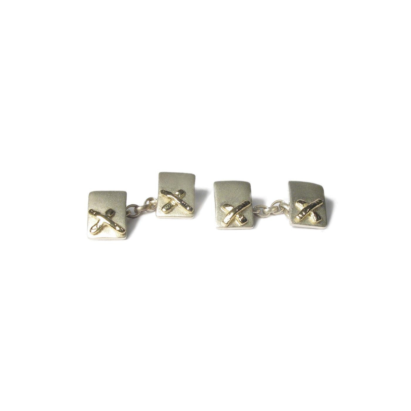 Diana Porter Jewellery contemporary silver and gold heart cufflinks