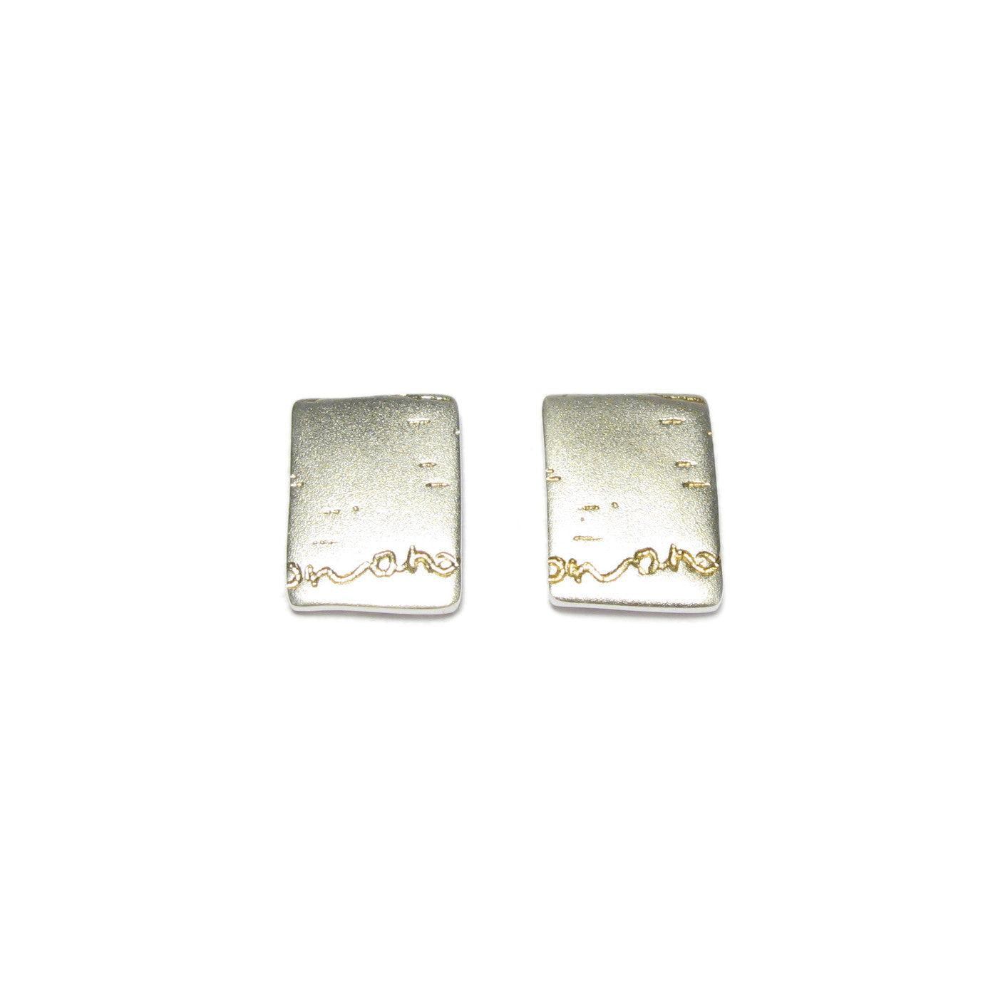 Diana Porter Jewellery contemporary silver and gold etch stud earrings