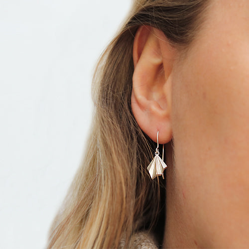 Alice Barnes Pleated Hook Earrings Silver