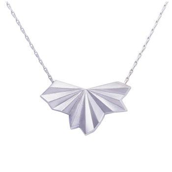 Alice Barnes Pleated Fan Necklace Silver