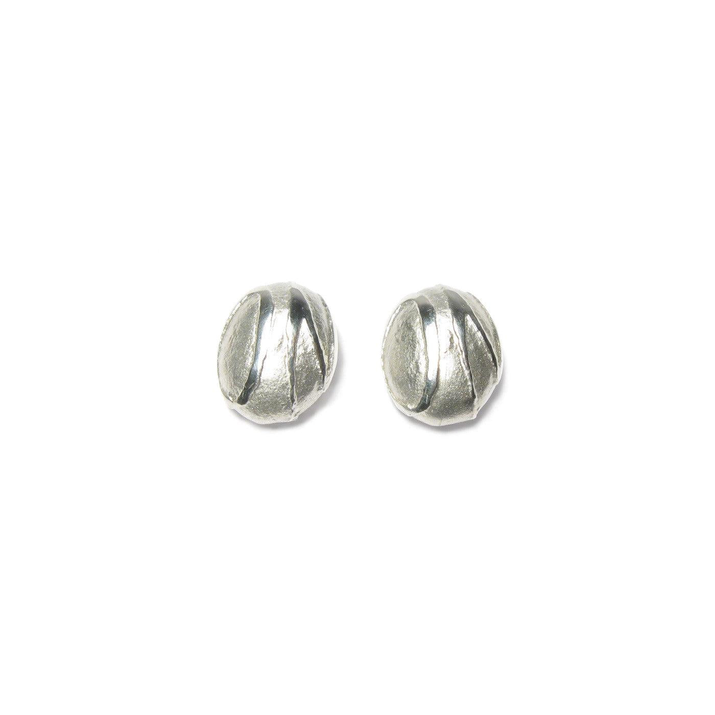 Diana Porter Jewellery contemporary etched silver pebble stud earrings