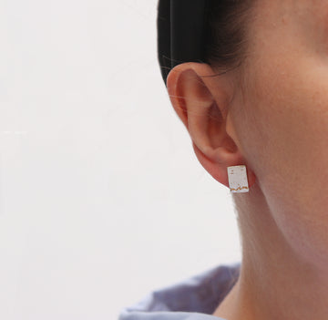 Silver Rectangular 'and on' Ear Studs