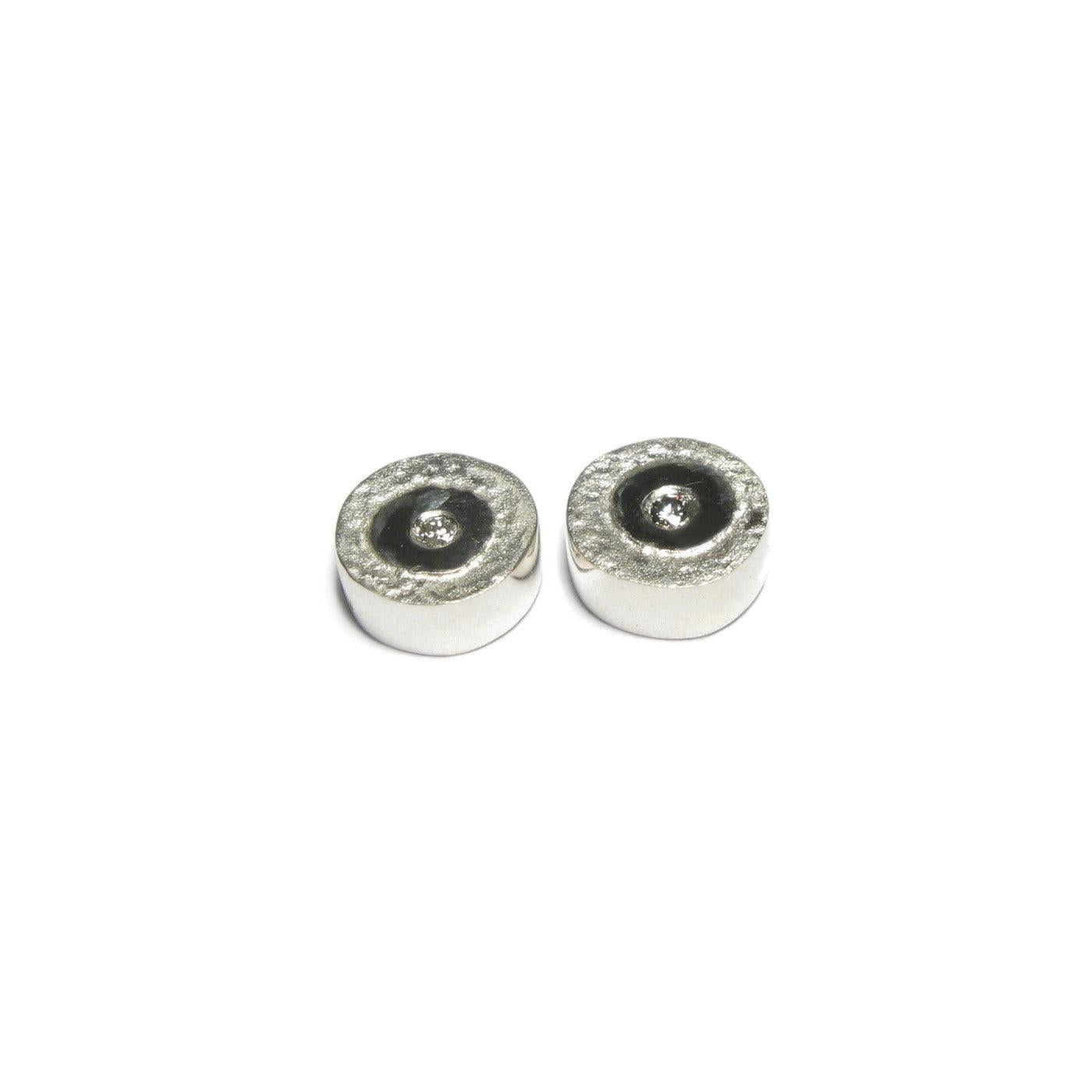 Diana Porter Jewellery contemporary silver and diamond stud earrings