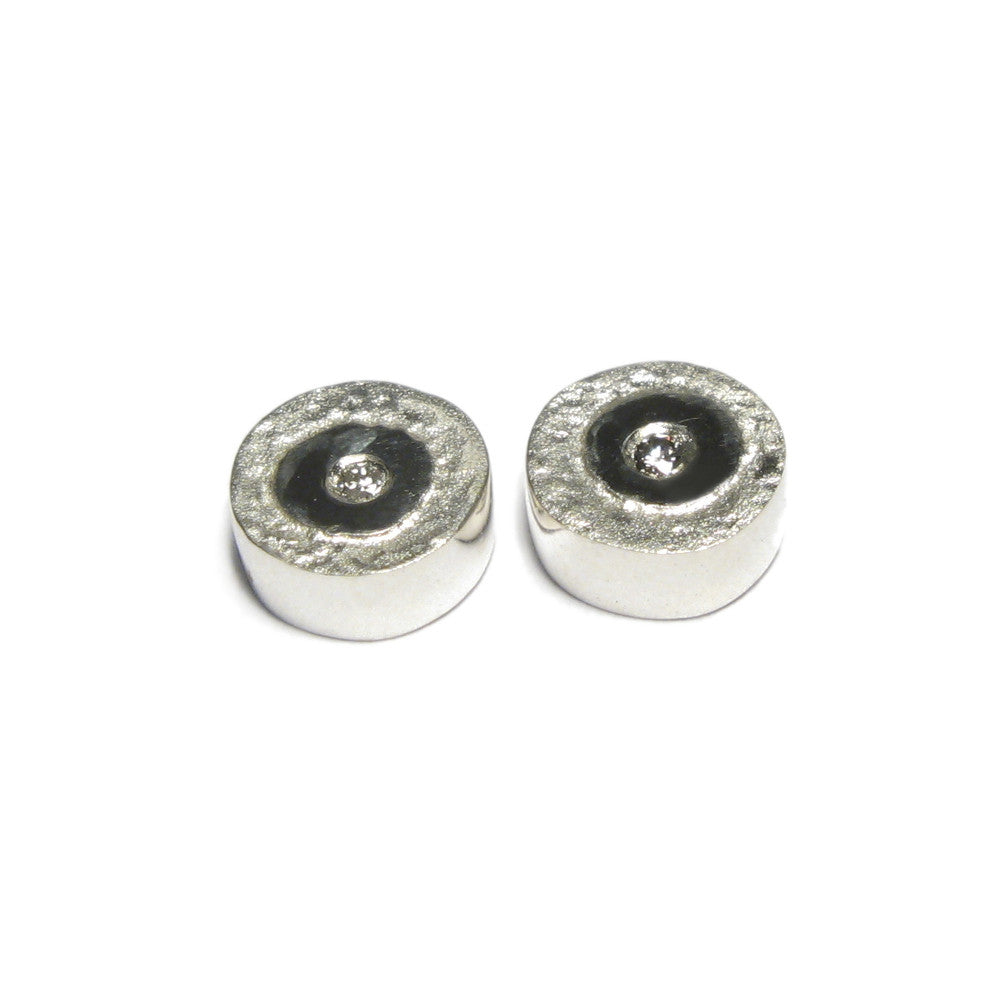 Diana Porter Jewellery contemporary silver and diamond stud earrings