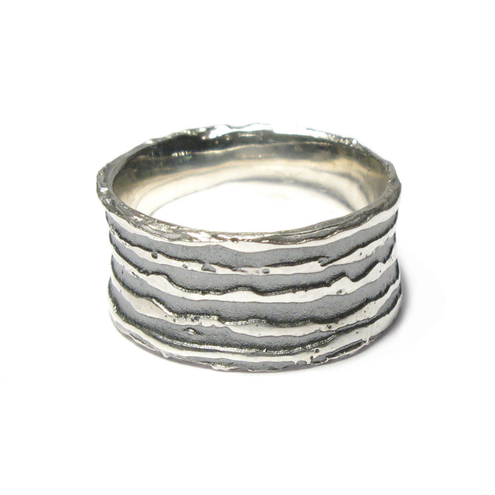 Diana Porter Jewellery contemporary etched oxidised silver ring