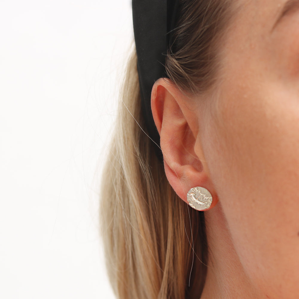 Silver 'Lacy' Ear Studs