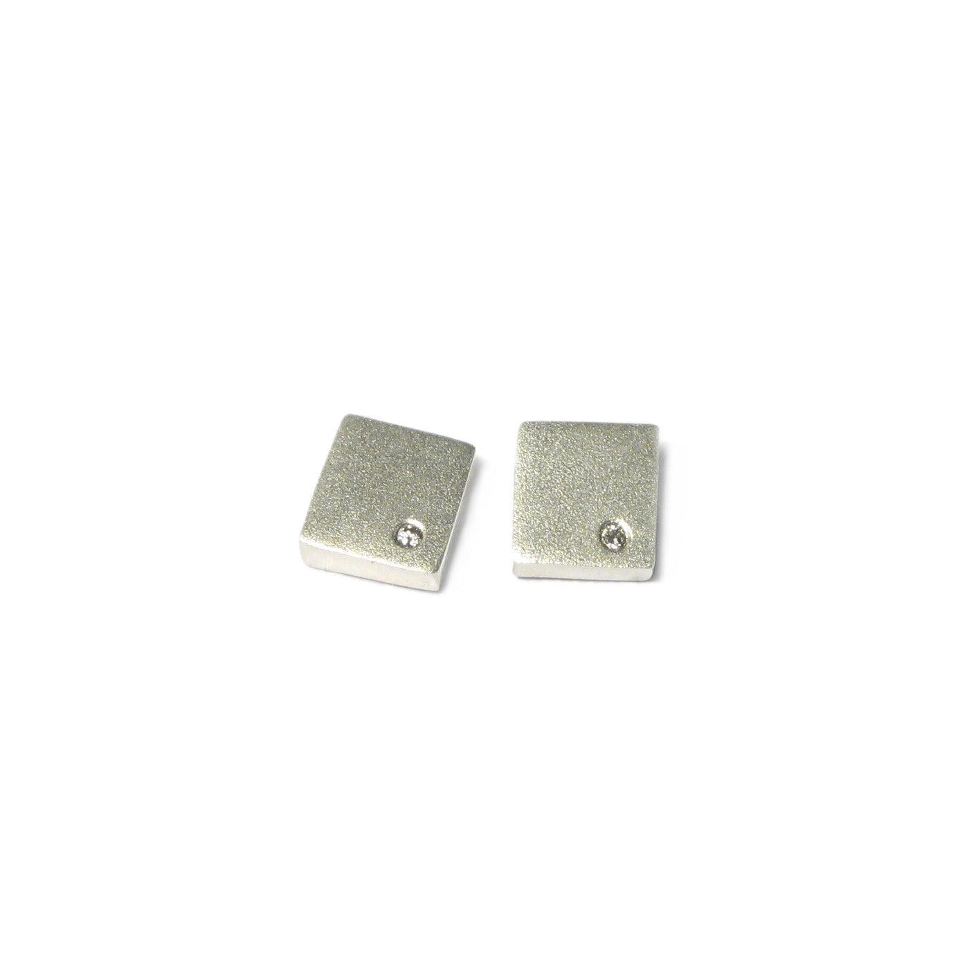 Diana Porter Jewellery contemporary square silver diamond stud earrings