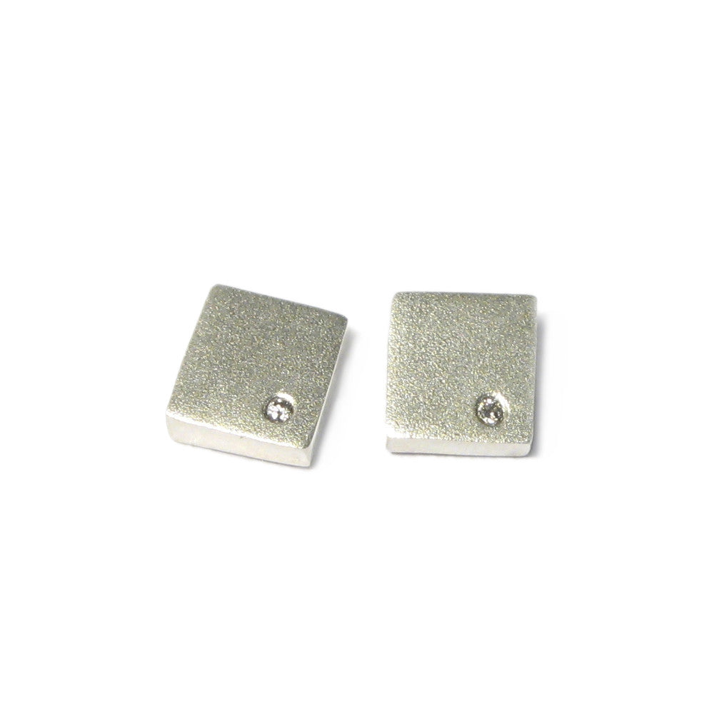 Diana Porter Jewellery contemporary square silver diamond stud earrings