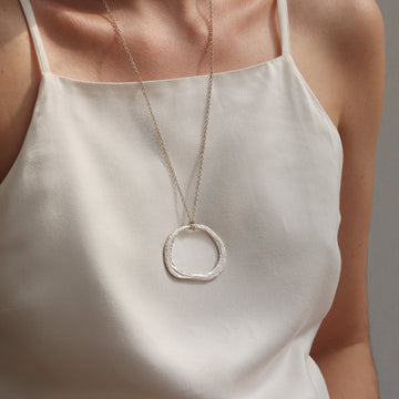 Oval Silver 'Strata' Necklace