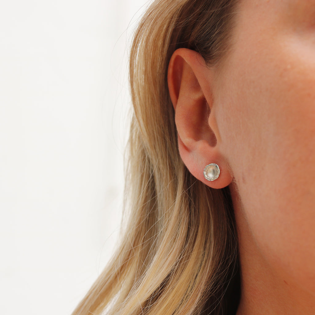 Silver 'Strata' Ear Studs