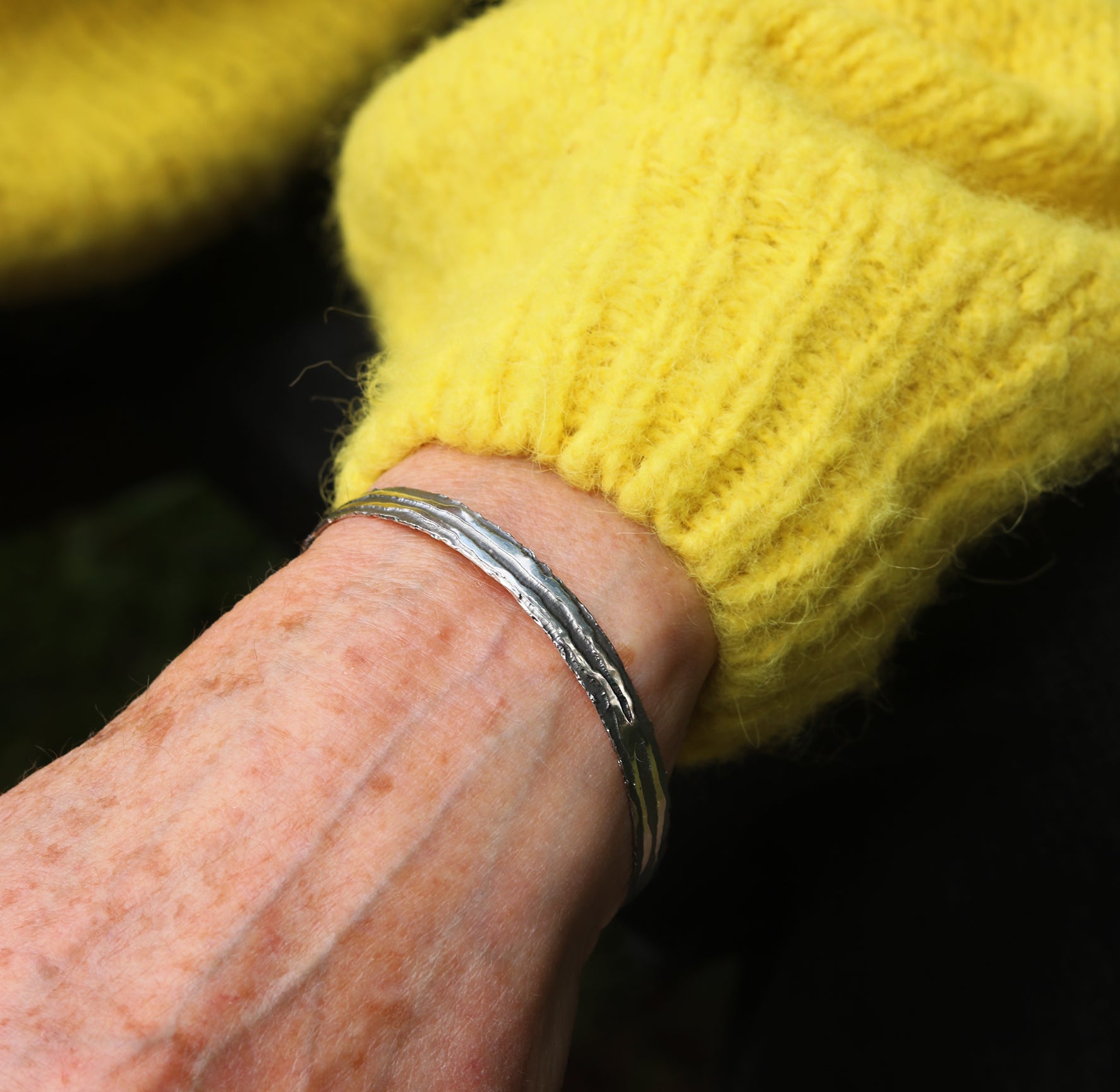 Silver 'Strata' Line Bangle