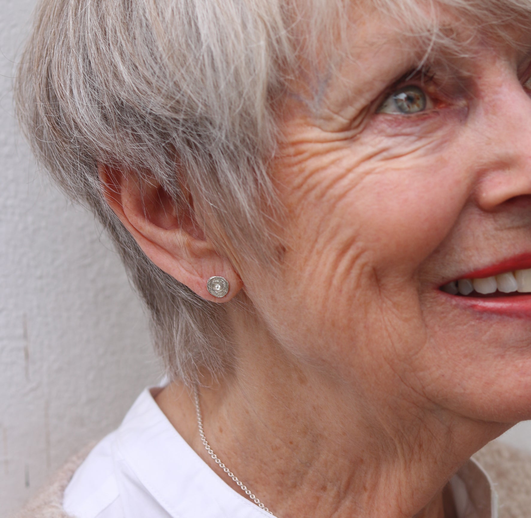 Etched Silver and 0.02ct Diamond Ear Studs