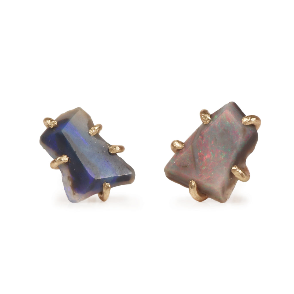 Variance Objects Australian Opal 14k Yellow Gold Ear Studs