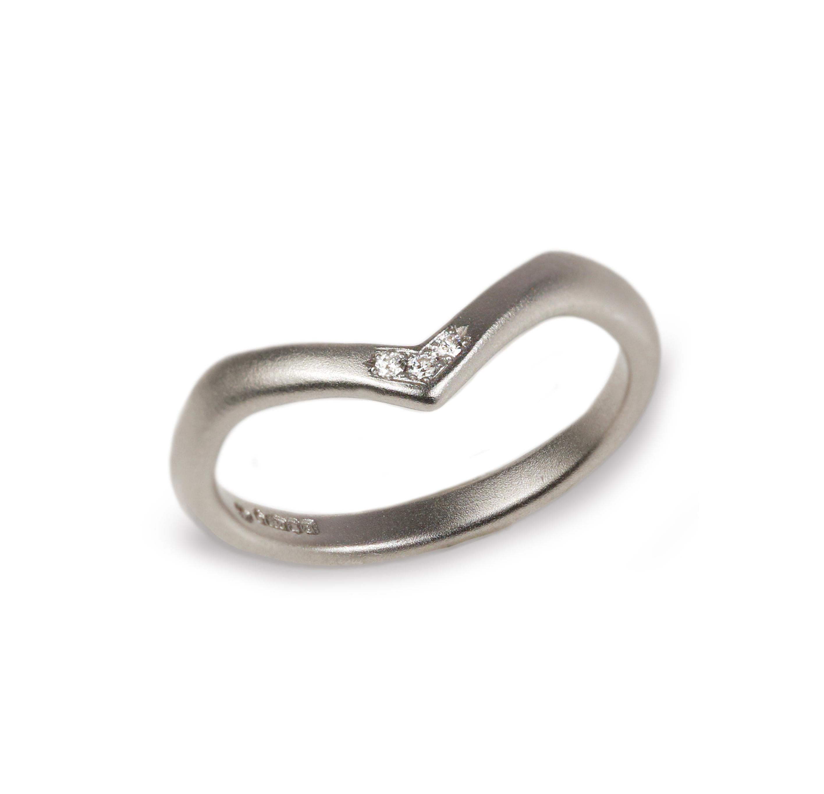 Platinum Wish Bone Ring with Diamonds