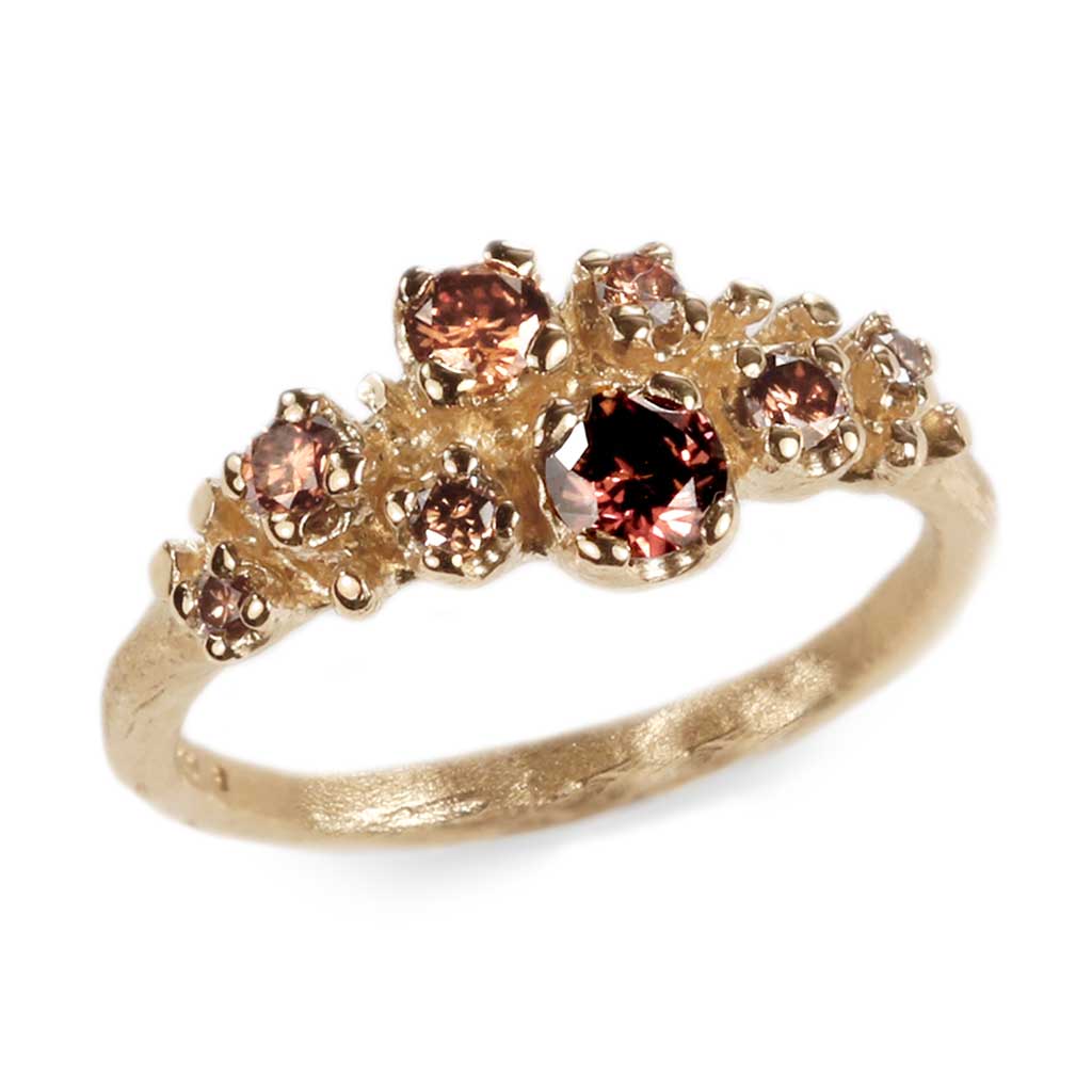 Bespoke - 18ct Yellow Gold multi set ring with chocolate and champagne-coloured diamonds