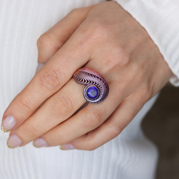 Lynne Maclachlan Amethyst Swirl Ring in Silver with Ceramic E-Coating