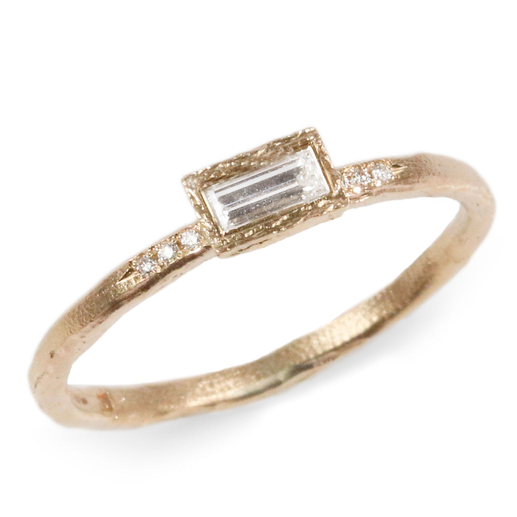 Bespoke - 9ct yellow gold with baguette and round diamonds